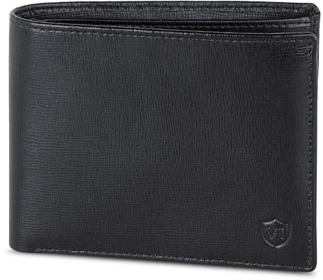 VON HEESEN Leder Geldbörse RFID Schutz I Echtleder Geldbeutel für Damen & Herren I Portemonnaie Brieftasche Wallet Portmonee (Saffiano Schwarz)