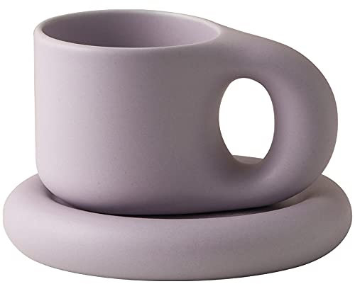 Klein bottle Creative Mug, Coffee Mug, Couple Mug, Ceramic Water Cup, Office Dishwasher, Microwave Safe (with Tray) (Blue)