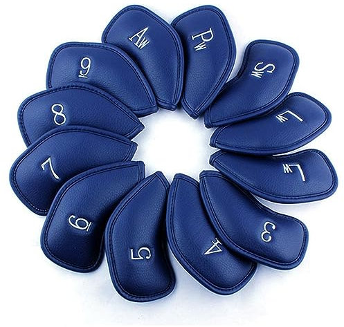 Scott Edward 12pcs Thick Synthetic PU Leather Golf Iron Head Covers Set Premium Nylon Buckle PU Golf Headcover Fit Most Brands Golf Accessory