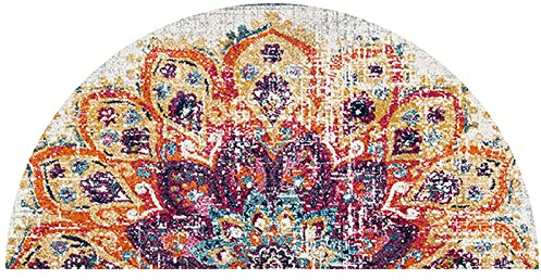Bioputty Vintage Boho Badezimmerteppich, halbrund, niedlicher Badteppich für Schlafzimmer, kleiner Teppich, Heimdekoration, rutschfest, halbrund, Duschvorleger, waschbar, Bodenmatte, Retro, 60 x 40 cm