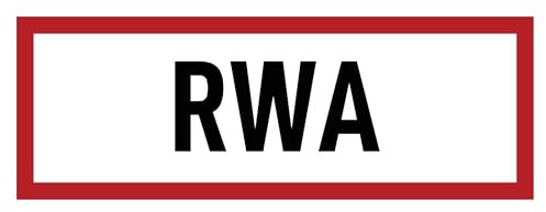 Aufkleber: 105x297 mm, 1 Stück - RWA - Rauch- und Wärmeabzugsanlage - Brandschutzzeichen - Hinweisschild auf Brandschutzeinrichtung und Einsatzhinweise - DIN 4066 - D1