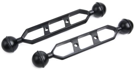 LetonPower 7 Double Ball Aluminiumlegierung Verlängerungsarm, 1 Kugelkopfanschluss Unterwasserarm für Stroboskop/Videolicht/Tauchkameraträger, wasserdicht und rostfrei (2er Pack)