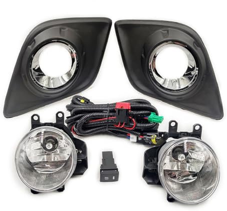BAKUGO 1 Set Halogen Nebels Chein Werfer Montage Front Nebels Chein Werfer Abdeckung Kühlergrill Verkabelung Für Toyota Hilux Revo 2015 2016 2017-L-ED Set