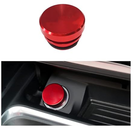 JNNJ Auto Zigarettenanzünder Abdeckkappe, Aluminium Staubschutzkappe Für Zigarettenanzünder Stecker, Universal Auto Zigarettenanzünder Kappe Für Auto(Rot)