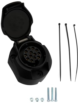 Madlife Garage Anhänger Steckdose,12V Wasserdichter,13 Poliger Anhängersteckdose,13 Polig mit Gummidichtung,13 Polige Steckdose, 13 Polig Anhänger Steckdose,13 Poligen Dose für KFZ PKW Anhänger