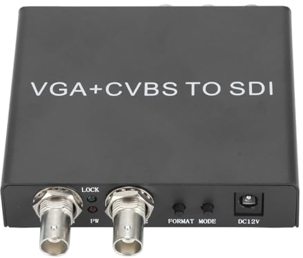 Yunseity VGA-CVBS-zu-Dual-SDI-Adapter, VGA-CVBS-zu-SDI-Konverter, Lange Übertragungsentfernung, Dual-SDI-Ausgang 100–240 V für CVBS-Signal (EU-Stecker)