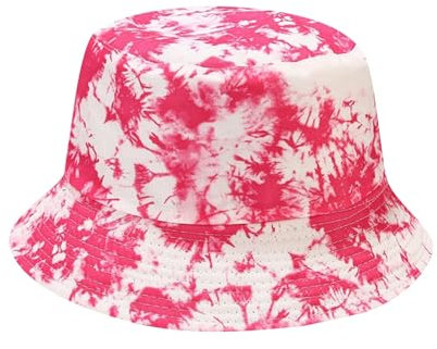 Bucket Hat Fishing Hats Retro 80s 90s Style Fashionable Fishing Hat Unisex Reversible Fishing Hat Sun Hat Tie Dye Hip Hop Streetwear Cap Hat, B Pink, M
