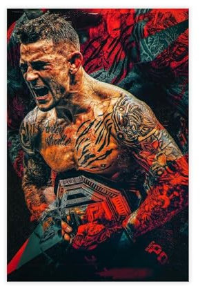 NWGACS Dustin Poirier Poster sur toile motif athlète de boxe, décoration de chambre à coucher, bureau, chambre, cadeau sans cadre, 50 x 75 cm