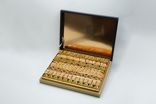 Senabel Gemischtes syrisches Baklava 1000g – Baklava-Sortiment mit Pistazien und Cashewnüssen – Handgefertigte Süßigkeiten aus dem Nahen Osten