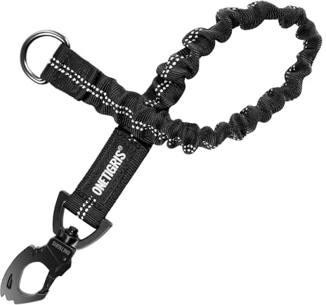 OneTigris Ruckdämpfer Hund 51cm, Hundeleine Nylon mit Tiger Zahn Metallclip, Leinenverlängerung Reflektierend für Spaziergänge, Radfahren