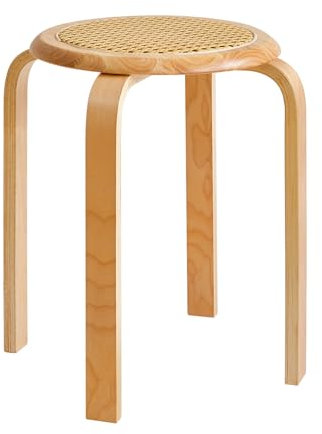 IBUYKE Oberfläche des Rattanstuhls Stapelhocker-Massivholz Hocker Hausbank Holzhocker Mode Kreative Hocker Moderne Esstisch Erwachsene Esszimmerhocker Natur, RF-753