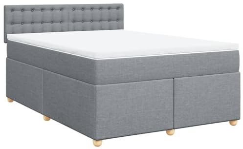 vidaXL Boxspringbett mit Matratze Hellgrau 140x200 cm Stoff