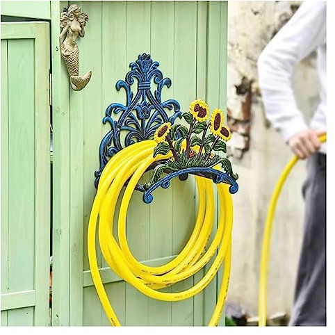 Wasserrohr-Aufbewahrungsregal Gartenschlauchhalter, dekorativer, stabiler Wasserschlauchständer, langlebiger Wandschlauchhalter, Schlauchtrommel, aus Gusseisen, große Schlauchaufbewahrung for Garten,