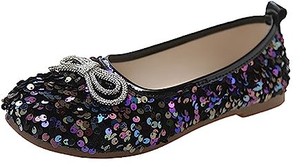 Ballet Pumps for Women UK Black Wedges for Women Summer Fashion Women's Sports Shoes Sequins Shiny Bow Breathable and Comfortable Casual Shoes Leather Shoes Womens Black Wedge Shoes for (Black, 6.5)