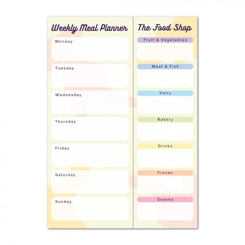 Magnetic Weekly Meal Planner and Tear-Off Shopping List for Fridge, 52 Sheets A5 Notepad for Weekly Food and Shopping Planning - Quirky