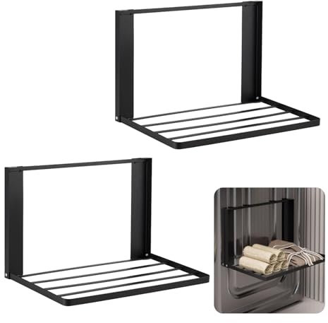 Handtuchhalter, 2PCS Magnetisch Wandregal Für Waschmaschinen Regal aus Metall Klappbare Regalhalterung Multifunktionaler Kleidung Handtücher Halterung Für Badezimmer Schlafzimmer Wohnzimmer Küche