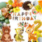 2 Geburtstag Deko Junge Mädchen,Kindergeburtstag Deko,Geburtstagsdeko 2 Jahr,Waldtiere Dschungel Geburtstag Deko,Orange Braun Luftballon mit Happy Birthday