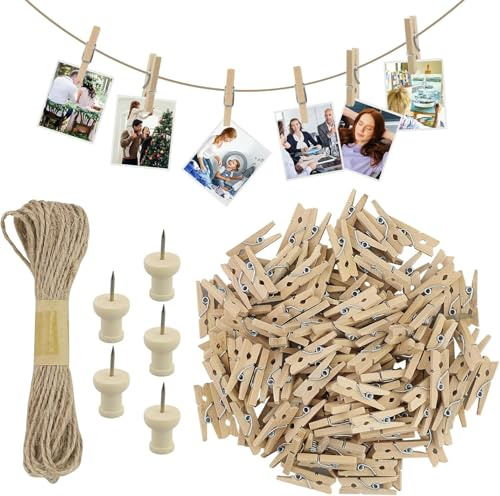 150 Mini Pinzas de Madera Decorativas Naturales Pequeñas