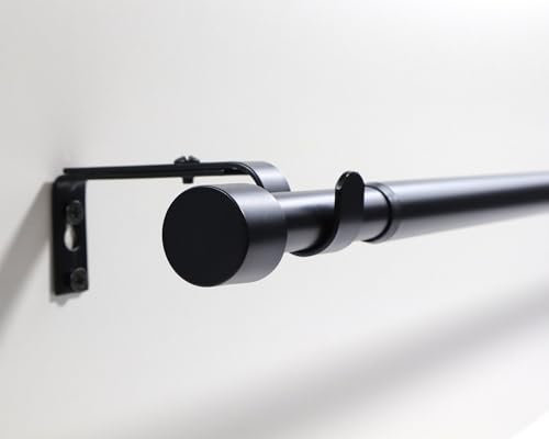 Deco-Raum Gardinenstange ausziehbar Schwarz Matt 160-300 cm Ø 16/19 mm Vorhangstangenset mit verstellbaren Träger Vorhangstange Fenster Wand