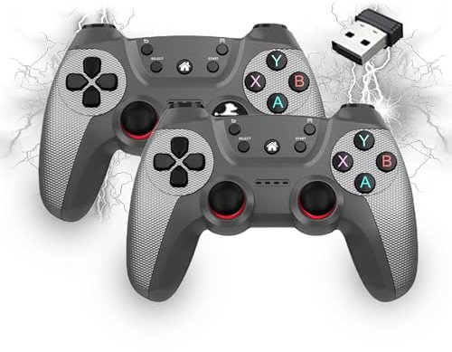 XIXIMENG USB Doppeltes Kabelloses Controller für Multiplayer, für Linux/Android für Game Box/Game Stick/Windows PC/TV Box,Plug & Play 2,4G Gamepad mit Hall-Effekt Joysticks (Silber)