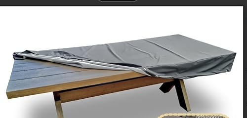 Lountex - Gartentisch Abdeckung winterfest 240x100x15 cm | Schutzhülle aus Hochwertigem Verbundmaterial - 100% Wasserdicht, extrem Reißfest, Atmungsaktiv, UV-Beständig - grau