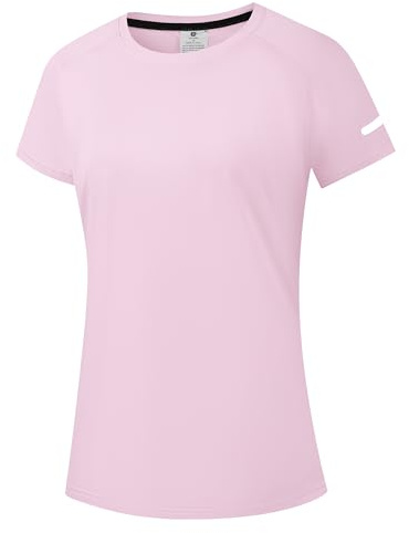 Holure Women's Rash Guard UPF 50+ Sun Protection Short Sleeve T-Shirts Lightweight Quick Dry SPF UV Swim Shirt Pink 04-M