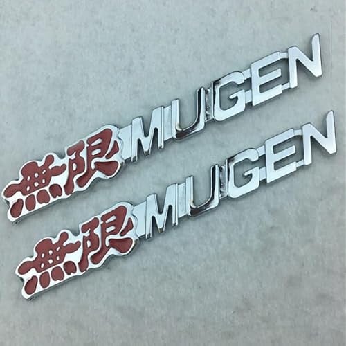 2 x Metall-Auto-Styling-Emblem mit Mugen-Logo, Kotflügel, Kofferraum, Sport, Auto-Abzeichen