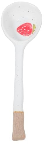 FUNNETOYU Ceramic Spoon for Dessert Soup Spoon for Meal for Tea Cup Household Use Retro Asian Style