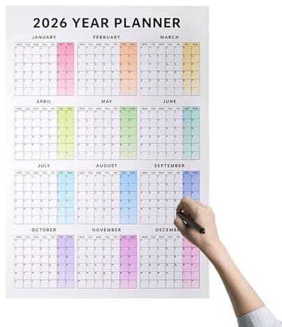 Wandkalender 2026, 12 Monate Große Datumsfelder, Deko Kalender Raum, Für Zuhause Schule Büro Wohnheim Studio Werkstatt Unterricht Lehrer Schüler Berater Freiberufler Wie Auch Als Stilvolles Deko-Elem
