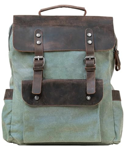 MOREGNTAU Vintage-Rucksack Kurier | Praktische Lederklappe