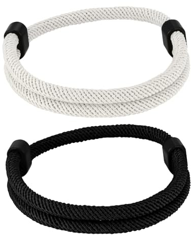 TempBeau Armband Herren Schwarz Segeltau Surferarmband : Handgemacht Surfer Armband Paracord für Männer und Damen Nautic Seil Armband Einstellbar Geflochtenes Armbänder