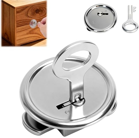 LOLANIUT Generic 1 Spardosen Schloss 39 mm Metall Rund Ersatzschloss mit Schlüssel für Spardose mit Schloss passend für runde Löcher 33 bis 36 mm Geldkassette Spendenbox abschließbar