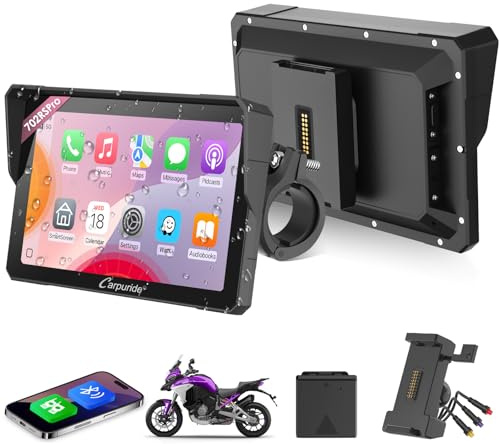 CARPURIDE W702RS Pro Moto Carplay Schermo con Radar BSD e BM05 Mount 7