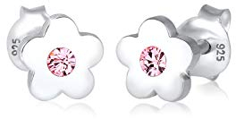 Elli Ohrringe Kinder Blumen Symbol mit Kristall in 925 Sterling Silber