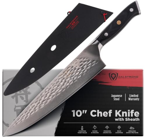DALSTRONG Kochmesser - 26 cm - Shogun Serie X - Damast - Japanischer AUS-10V Superstahl - Gehämmerte Klingenfinish - G10 Griff - Scheide