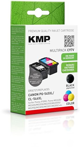 KMP Tintenpatrone passend für Canon PG545XL, CL546XL Multipack - C97V - für Pixma iP2850, Pixma MG2450 MG2455 MG2550 MG2555 MG2555S MG2950 MG3... etc.