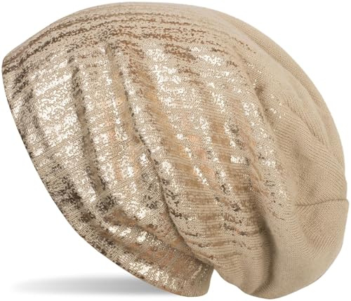 styleBREAKER Unisex Beanie Mütze Metallic Fleece Futter 60cm | Slouch Longbeanie. elastisches Material. Bundweite 26cm. Höhe 28cm. Einheitsgröße. winterfest. weiche Haptik.