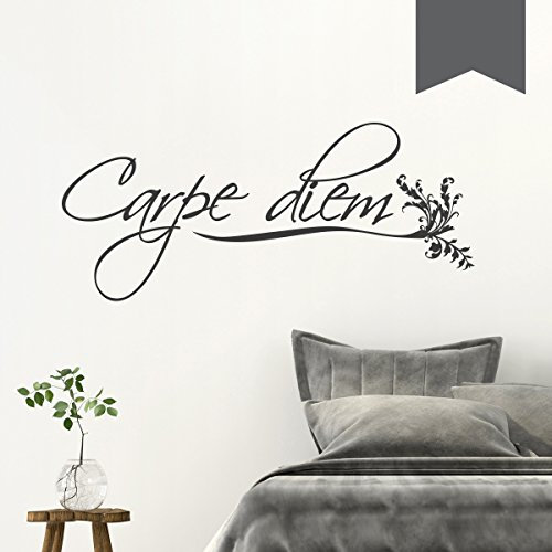 WANDKINGS Wandtattoo - Carpe Diem - 75 x 33 cm - Dunkelgrau - Wähle aus 5 Größen & 35 Farben