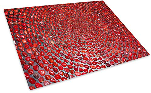 Red Grey Cool Funky Glass Chopping Board Kitchen Worktop Saver Protector