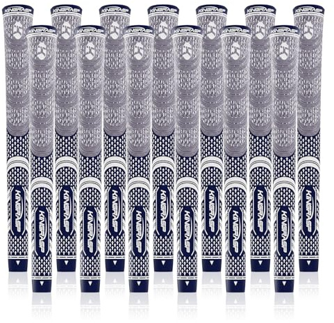 KINGRASP Multi Compound Golf Grips,Golf club grips midsize standard Size,13 Grips Set,6 Colors Optional,Anti-Slip High Stability,All Weather Cord Rubber Golf Club Grips(Gray/dark, midsize )