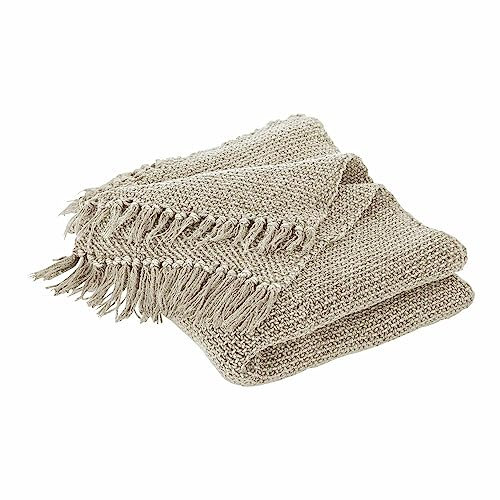 Loberon Plaid Kendall, im Washed-Look, mit modischem Fransenabschluss, griffiger Stoff, Wohntextilien, Wohndecke, Tagesdecke, Baumwolle, leinen