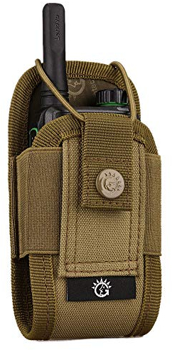 Selighting Sac Interphone Tactique Pochette Sac Molle à Ceinture en Nylon pour Walkie Talkie (Kaki)