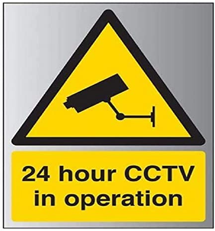 V Safety 24 Hour CCTV In Operation Sign - 150mm x 200mm - 3mm Brushed Alu Comp