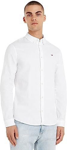 Tommy Jeans Men's Tjm Slim Stretch Oxford Shirt Dm0dm09594 L/S Shirts / Woven Tops, White, XXL