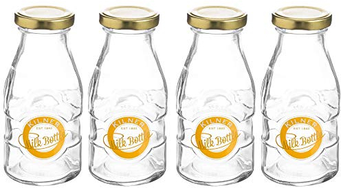 Kilner Twist Top Milk Bottle 1/3 Pint 189ml Clear (Pack of 4)