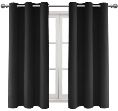 DWCN Blackout Curtains - Bedroom & Living Room Eyelet Black Thermal Curtains - 46 x 54 Inch, 2 Panels