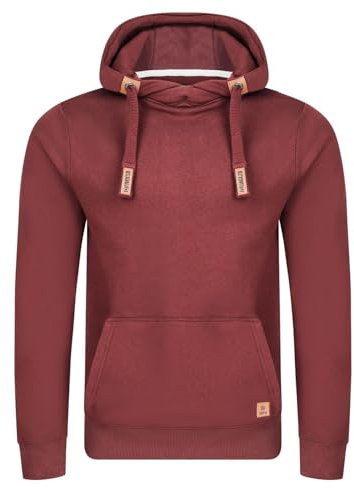 riverso Hoodie Herren Regular Fit RIVNiklas Kapuzenpullover Pullover Cross-Over-Kragen Rot S (S, Port Red (BJD))