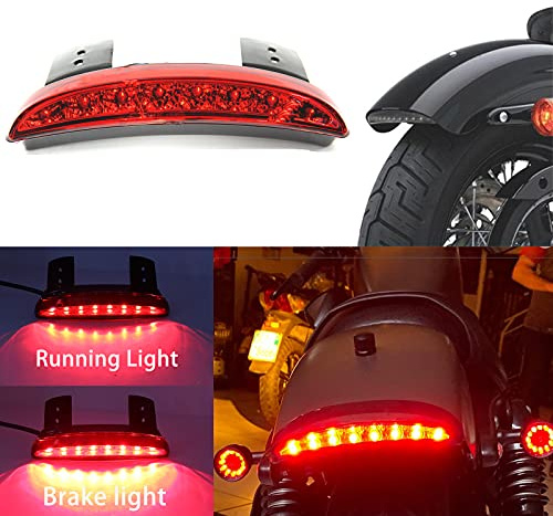 DREAMIZER 8 LED Motorrad Rücklicht 12V Rot Gehackte Kotflügelkante Motorrad ROT Bremse Rücklicht für Sportster XL 883N 1200N XL1200V XL1200X Achtundvierzig