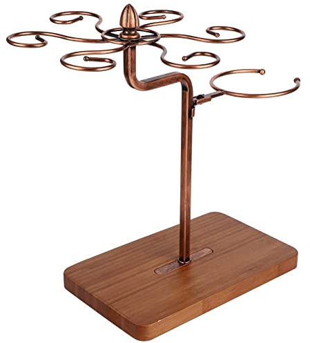 Soporte para Copas de Vino, Jarra de Secado para Jarra de Vino con 6 Ganchos, Barra de Cocina, decoración de Mesa, organizadores de Bebidas, Soporte, Soporte sin perforación(Bronce)