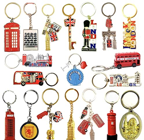 British Souvenirs - Lot de 10 porte-clés en métal - Motif : Union Jack Brelock